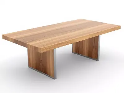 Elegant Modern Wood Slab Dining Table 3D Model Low-poly 3D model