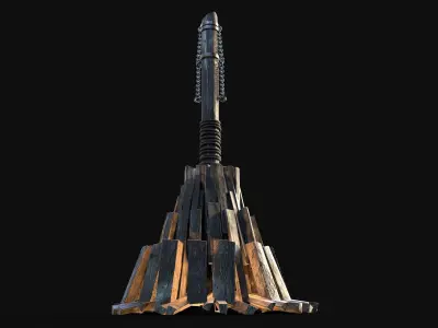 WITCH STAKE TORTURE TORMENT DEATH PYRE Low-poly 3D model