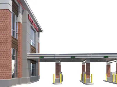 Commercial Building-025 Bank With Drive-thru 3D model
