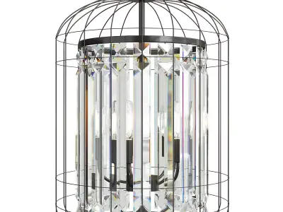  4 Light Black Bird Cage Crystal Chandelier Glam Lighting Low-poly 3D model