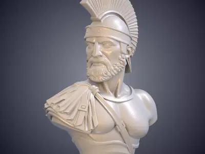 Ancient Spartan Warrior Helmeted Soldier Statue Decor PM-1024 3D print model