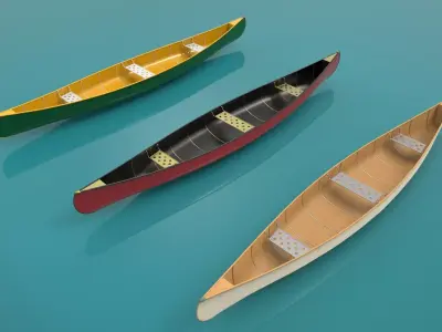 Canoe boat ship river 3D model