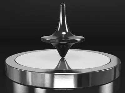Metal Spinning Top with Base 3D model