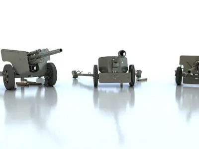 Anti tank guns ww2 3D model