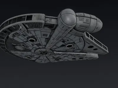Millennium Falcon with Interior Star Wars 3D Model Low-poly 3D model