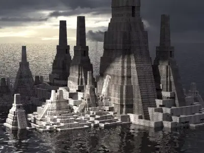 Aztec Ritual Mazes With Pyramid 5 3D model