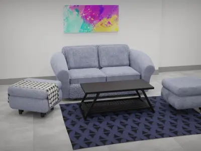 Sofa-01-vintage modern living room furniture Free 3D model