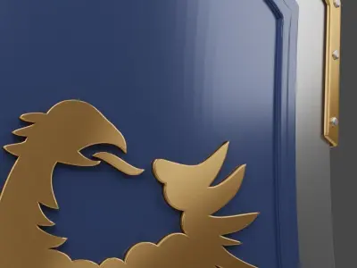 Medieval Shield with double headed eagle emblem Free 3D model