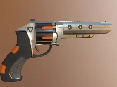 Revolver sci-fi Low-poly 3D model