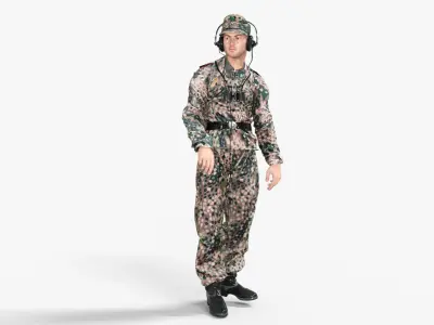 German Panzer Crew Soldier 2 WWII  Low-poly 3D model