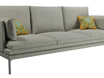 Modern Couch Set - Couch Armchair Two-Seater Ottoman 3D model