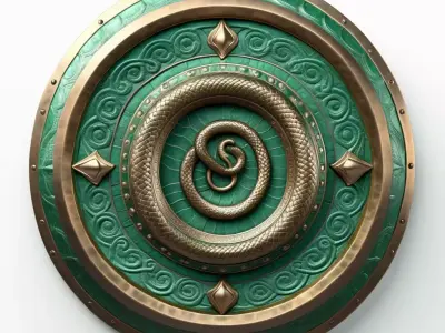 Mythical Serpent Shield Medallion 3D model