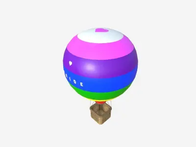 Balloon Hot Air 10 Pride - Aircraft Cartoon Low-poly 3D model