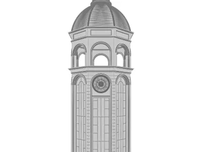Classic Clock Tower Low-poly 3D model