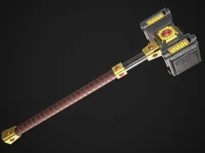 Fantasy Great Hammer 03 Low-poly 3D model