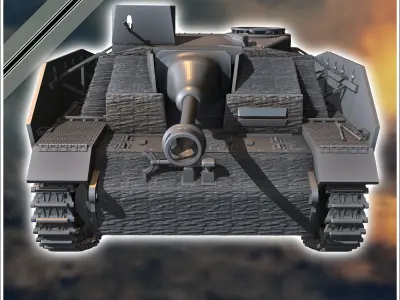 Sturmgeschutz StuG III AusfG 1944 late production - miniatures t 3D print model
