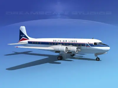 Douglas DC-6 Delta Airlines 2 3D model