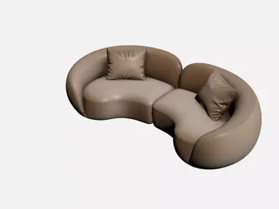 Luxury Curved Sofa Organic Designer Furniture Textures Included Free 3D model 3