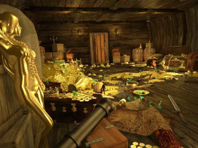 The cabin of a pirate ship treasure 3D model