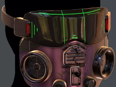 Gas mask helmet 3d model scifi Low-poly Low-poly 3D model