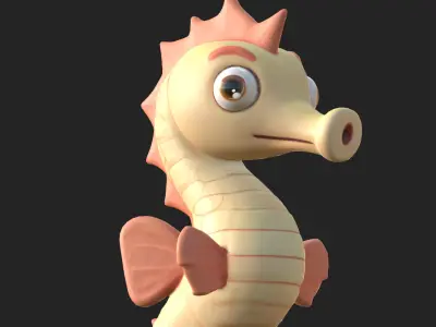 Cartoon Seahorse Low-poly 3D model