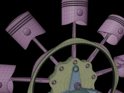 Pistons and Mechanism for Radial Motor 3D model