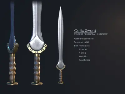 Celtic Sword Low-poly 3D model