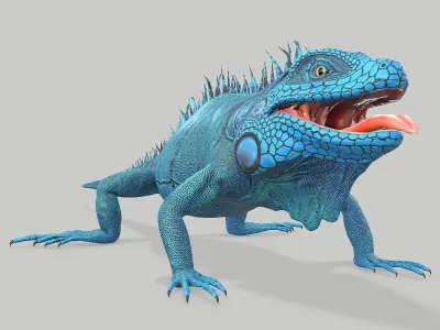 Iguana Blue Low-poly 3D model