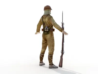 JAPANESE SOLDIERS Low-poly 3D model