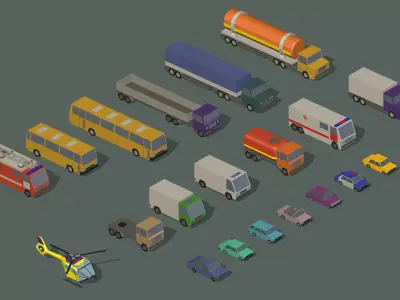 cartoon cars package Low-poly 3D model