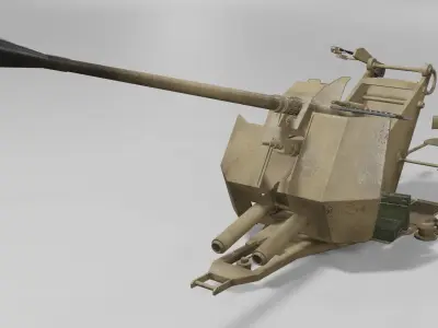 37 mm Flak 37 Anti Aircraft Gun Low-poly 3D model
