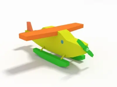 Low Poly Cartoon Hydroplane Toy Low-poly 3D model