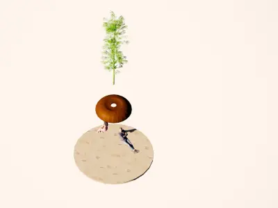 Designer public bench 3D model