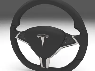 Tesla Model S Steering Wheel Low-poly 3D model