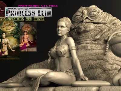 Princess Leia and Jabba 3D print model