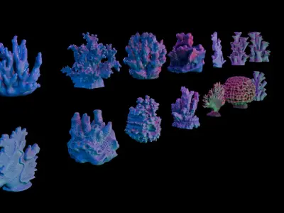 Tropical Coral Pack Free low-poly 3D model