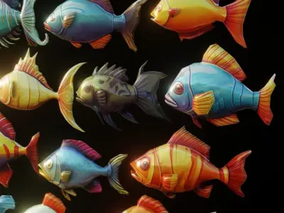Stylized Fish Pack Low-poly 3D model