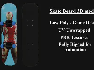 Skate Board - Low Poly - Game Ready - PBR Low-poly 3D model