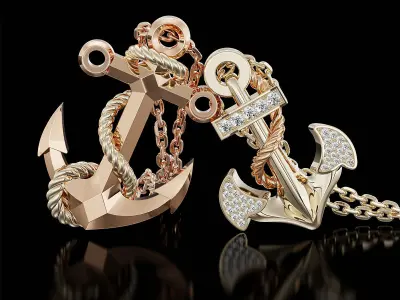 Andalus Anchor Pendant 3D Model for Jewelry Production 3D print model