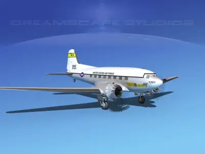 Douglas C-47 Dakota USAF V03 3D model