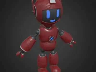 Robot KN0-W3R Free low-poly 3D model