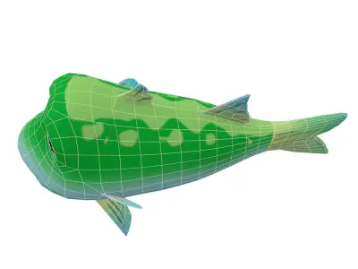 Greenback Mullet Fish Cartoon Animated Low-poly 3D model