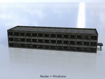 Old military barrack version 1 ruin 12 Low-poly 3D model