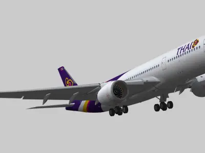 Airbus A350-900 XWB Thai Airways Low-poly 3D model