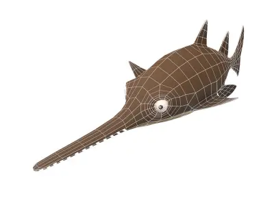 Large Tooth Saw Fish Animated Low-poly 3D model