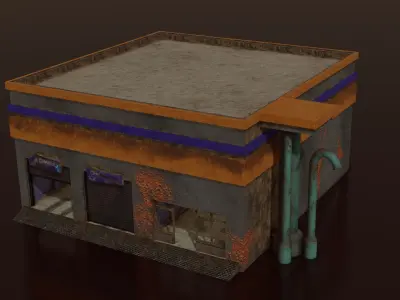 Abandoned car service Low-poly 3D model