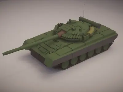 Simple T-80BV Tank Low-poly 3D model