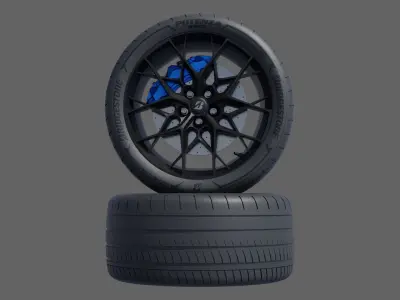 3d Wheel Model of Bridgestone Potenza Race Low-poly 3D model