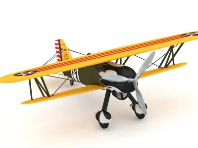 Curtiss P-6 Hawk Vintage Biplane Fighter Aircraft 3D model