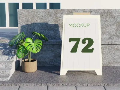 Sidewalk Folding Billboard 3D Model Low-poly 3D model